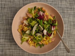 Pellkartoffeln mit Ei, gekochtem Schinken...